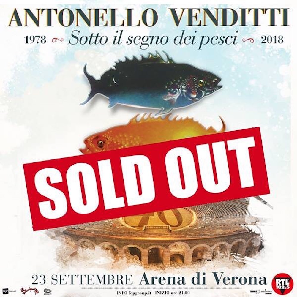 Antonello Venditti, l'Arena di Verona è sold out