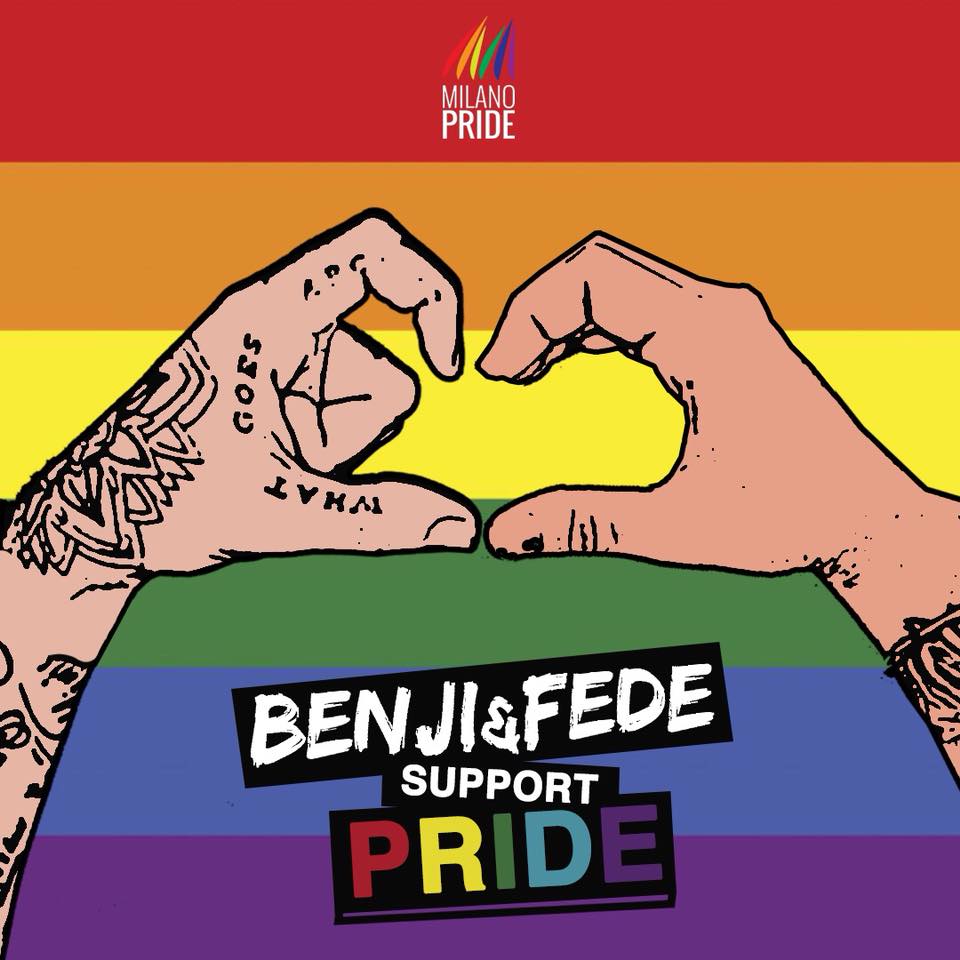 Benji e Fede, sul palco del Milano Pride per la parità e eguaglianza