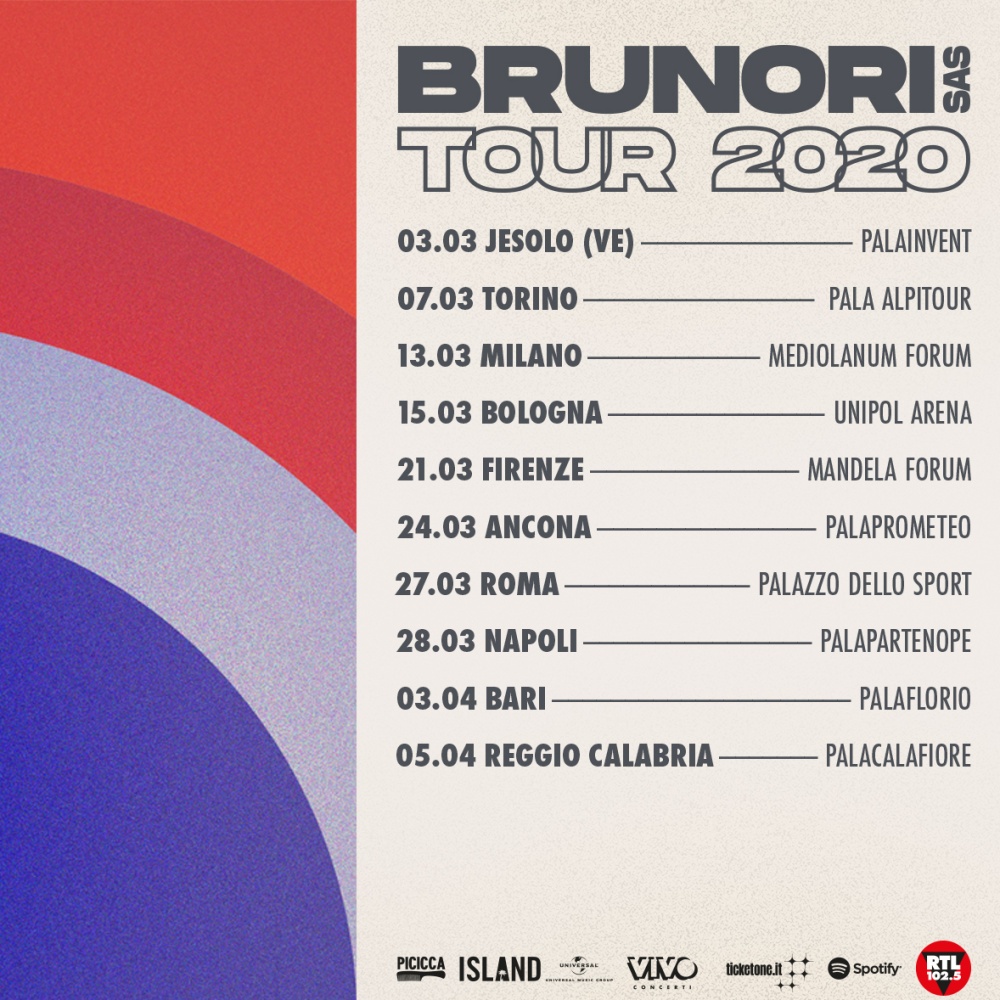 Brunori SAS, dal 3 marzo 2020 tour nei palazzetti