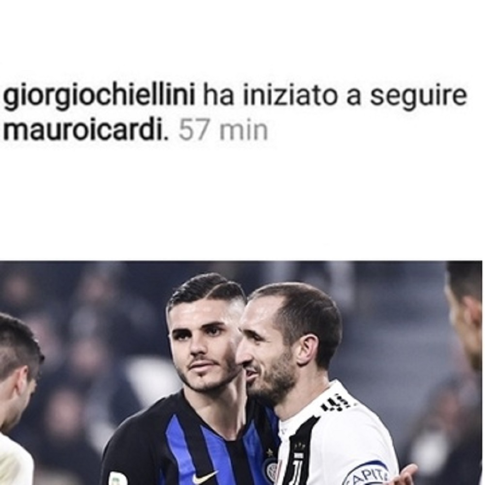 Caso Icardi, Chiellini inizia a seguirlo su Instagram