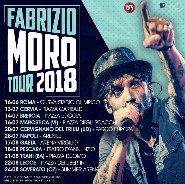 Fabrizio Moro dopo l'Olimpico tour in tutta Italia