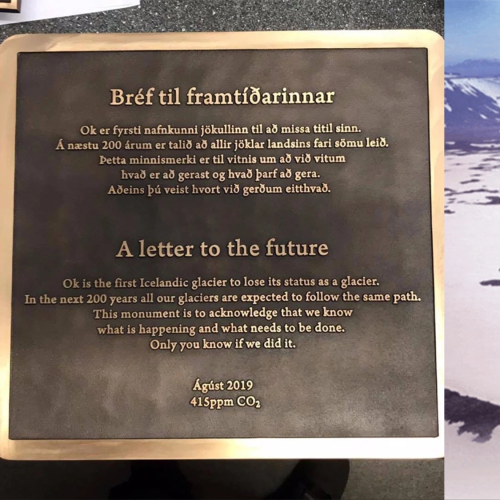 Islanda targa commemora ghiacciaio Okjokull scomparso