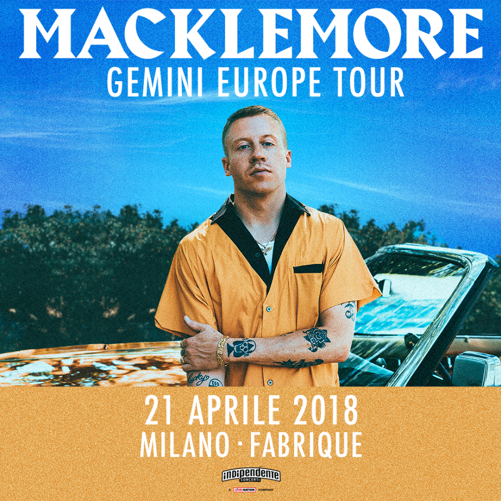 Macklemore, dopo “Gemini” il tour: una data in Italia!