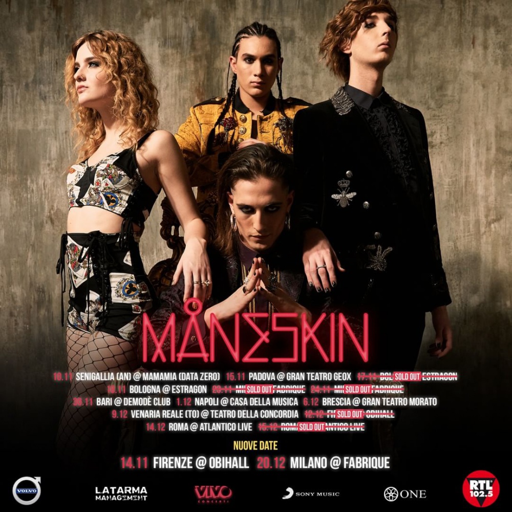 Maneskin, triplica la data di Milano e Firenze raddoppia