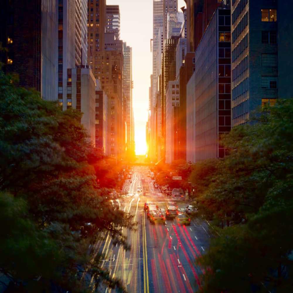 New York, a maggio e luglio il tramonto è spettacolare