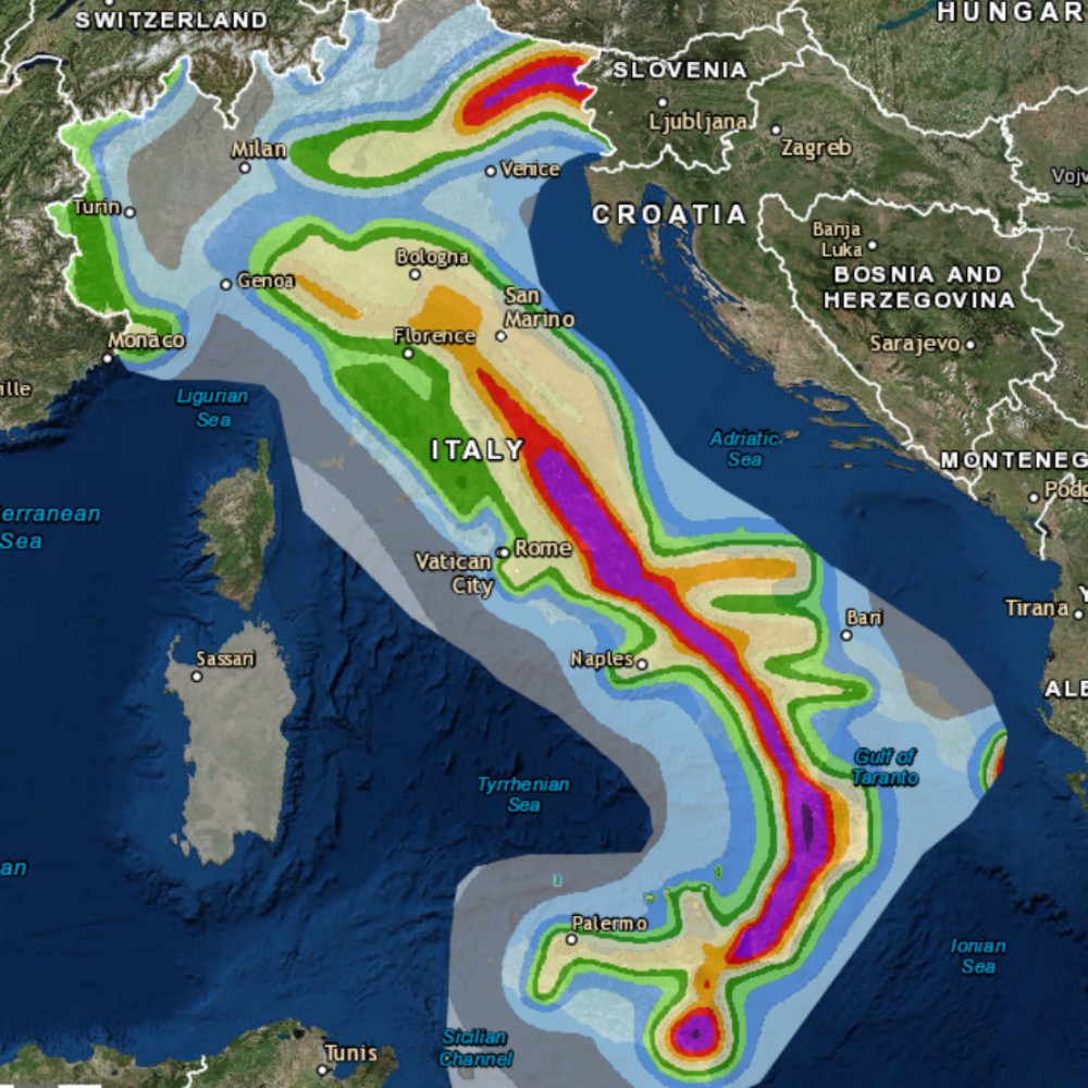 Rischio sismico, più alto lungo gli Appennini e intorno l'Etna