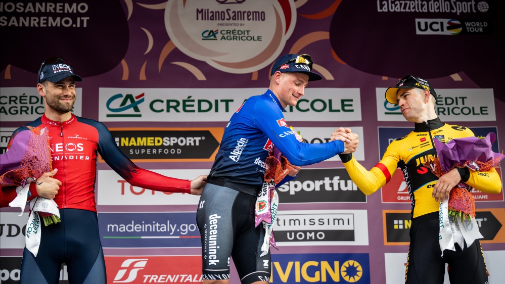 Ciclismo, a Sanremo trionfa Mathieu Van der Poel,  secondo l’Italiano Ganna