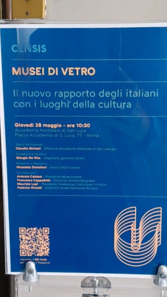 Censis:  presentato "Musei di vetro", la cultura piace sempre più ma gli italiani chiedono biglietti gratis