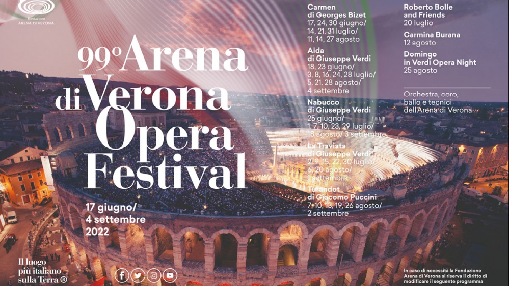 Dal 17 giugno al 4 settembre la 99esima edizione dell’Arena di Verona Opera Festival. RTL 102.5 è media partner