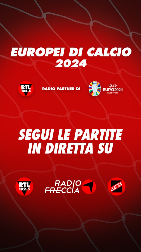 RTL 102.5 trasmetterà in diretta la radiocronaca completa degli Europei di calcio 2024. Dalla partita inaugurale del 14 giugno fino alla finale del 14 luglio, gli ascoltatori potranno seguire tutta la manifestazione calcistica in diretta sulle emitte