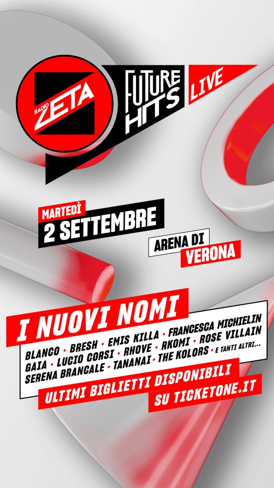 Future Hits Live di Radio Zeta: il 2 settembre all’Arena di Verona un cast straordinario