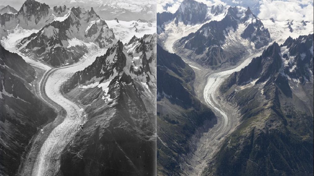 I ghiacciai del Monte Bianco stravolti, le foto a distanza di un secolo