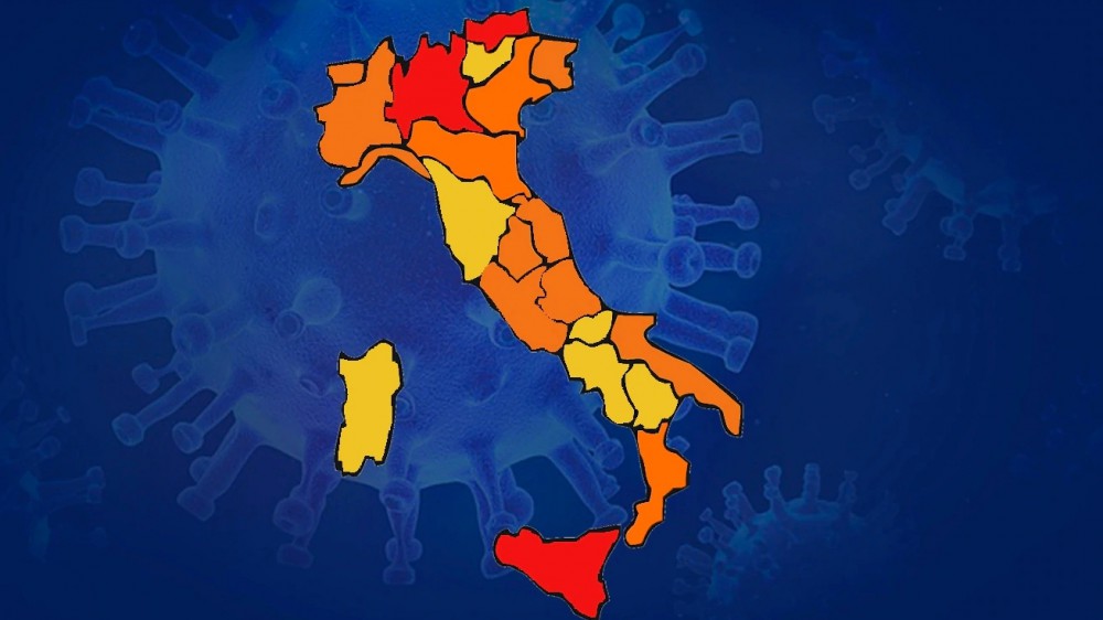 Mappa dell'Italia a colori, da domenica prossima Lombardia, Sicilia e Trentino saranno in zona rossa
