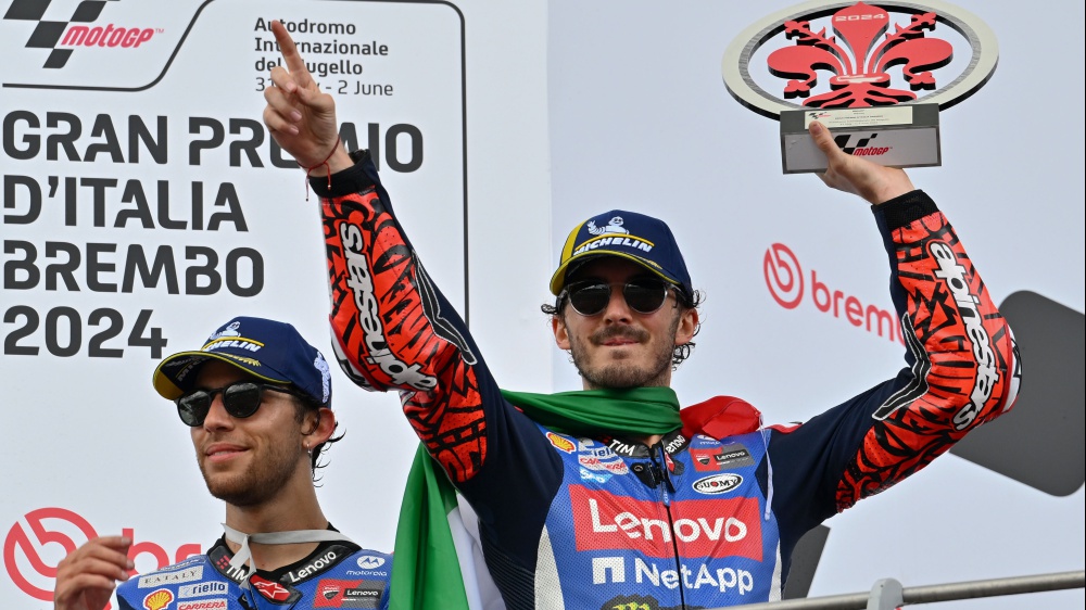 Moto GP: Splendida doppietta Ducati al Mugello. Bagnaia vince davanti a Bastianini, terzo Martin