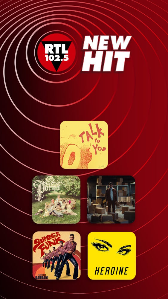 New Hit di RTL 102.5: “Talk To You” di ANOTR ft 54 Ultra, “P0RNO” delle Bambole di Pezza, “Bel venerdì” di Eddie Brock, “Summer Funk” di Francesco Gabbani e “Heroine” dei Maroone 5