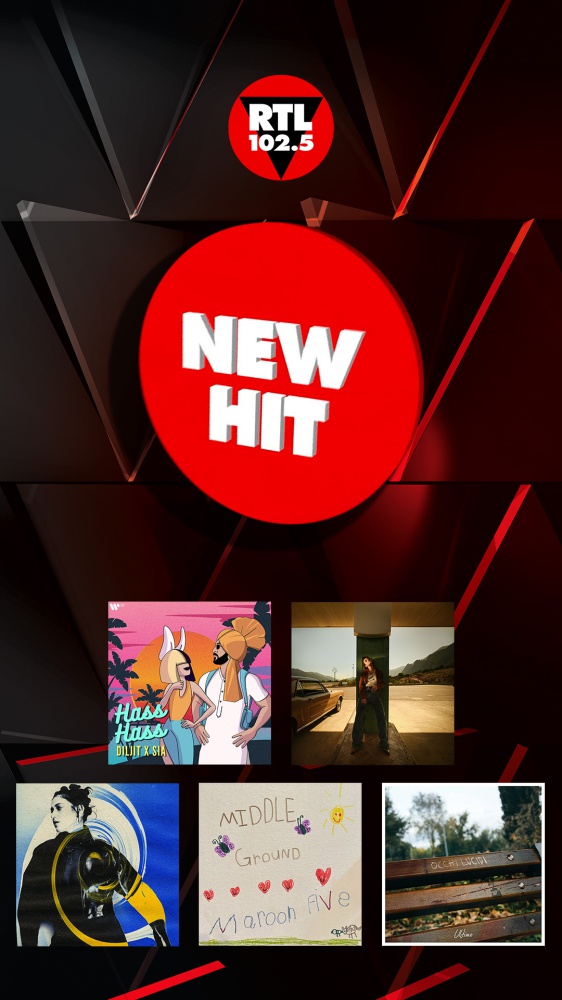 New Hit di RTL 102.5: da questa settimana in onda “Hass Hass” di Diljit Dosanjh con Sia & Greg Kurstin, “Amore Cane” di Emma e Lazza, “Tokyo” di Gaia, “Middle Ground” dei Maroon 5 e “Occhi lucidi” di Ultimo