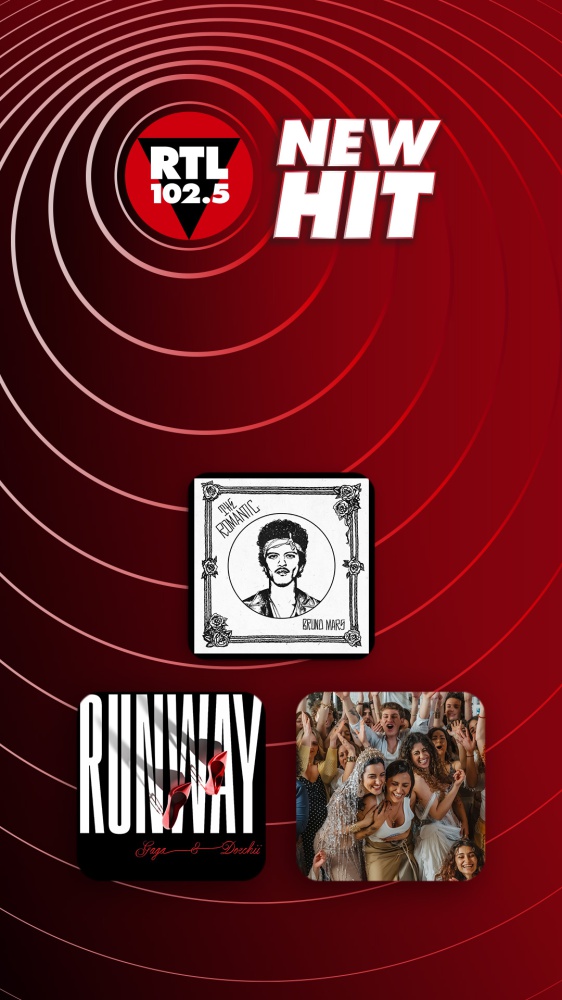 New Hit di RTL 102.5: da questa settimana in rotazione radiofonica “Risk It All” di Bruno Mars, “Runway” di Lady Gaga & Doechii e “AL MIO PAESE” di Serena Brancale, Levante e Delia