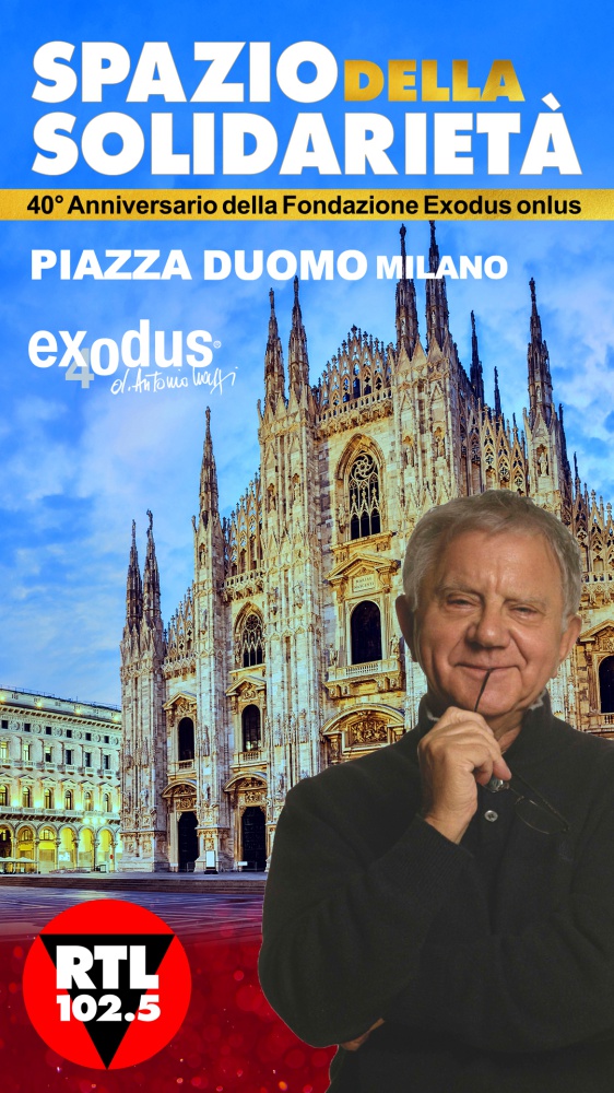 RTL 102.5 è al fianco di Exodus per celebrare i 40 anni della Fondazione di Don Mazzi. Appuntamento allo “Spazio della solidarietà”, in Piazza Duomo a Milano dal 21 al 24 novembre