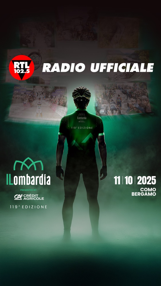 RTL 102.5 è la radio ufficiale de Il Lombardia: sabato 11 ottobre 2025 partenza da Como e arrivo a Bergamo
