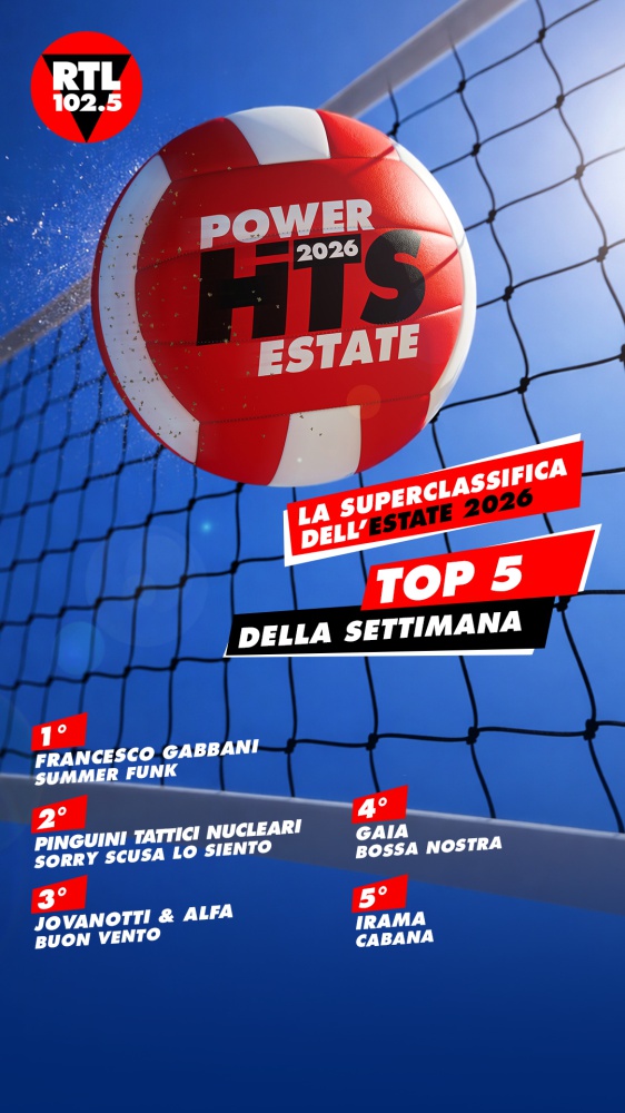 RTL 102.5 POWER HITS ESTATE 2026: “Summer Funk” di Francesco Gabbani è in testa alla classifica della seconda settimana