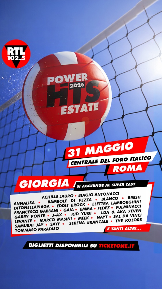 RTL 102.5 Power Hits Estate 2026, un’altra grande super ospite si aggiunge allo straordinario cast: Giorgia