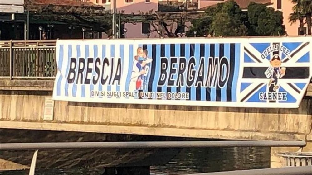 Calcio, tifosi di Atalanta e Brescia uniti, striscione comune a Sarnico