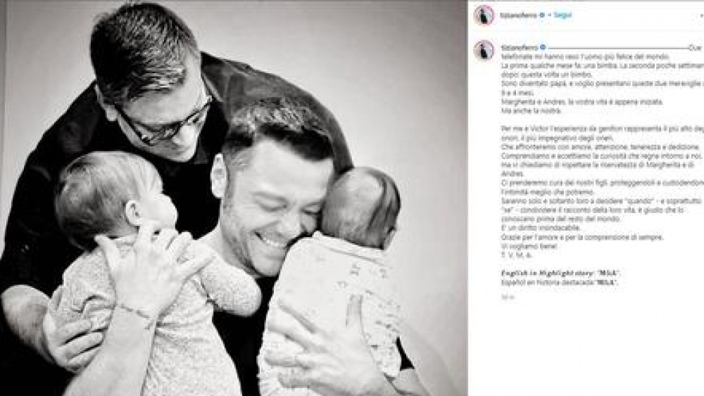 Tiziano Ferro diventa papà: sono arrivati Margherita e Andres, l'annuncio commosso del cantante è su Instagram