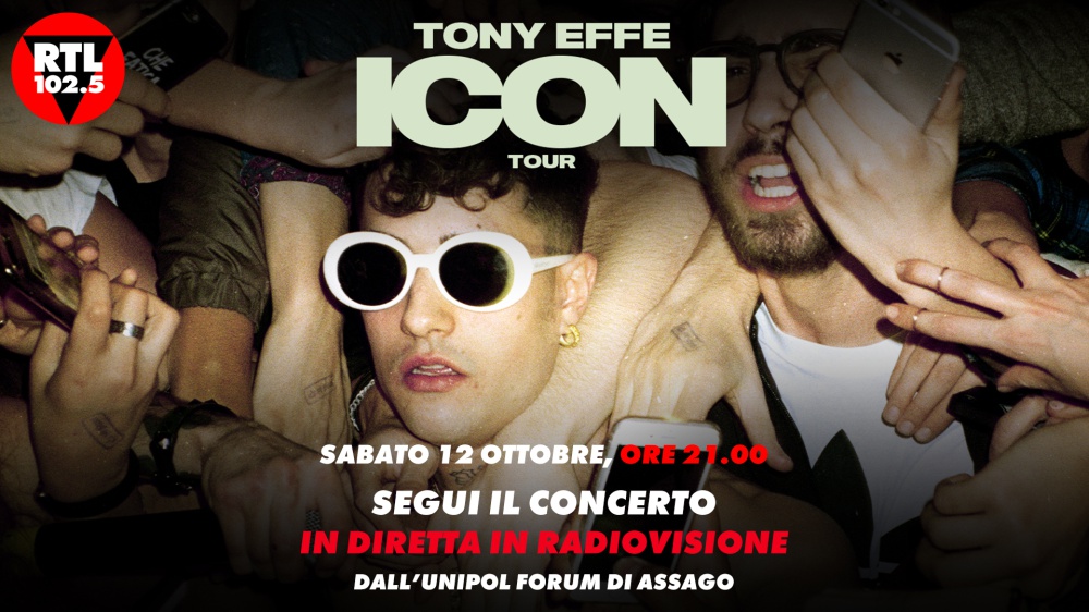 Tony Effe: Icon Tour, RTL 102.5 e Radio Zeta trasmetteranno il concerto in diretta in radiovisione, sabato 12 ottobre dall’Unipol Forum di Milano