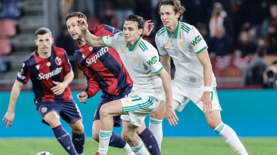 Il Bologna segna la Roma risponde, il derby d'Europa League è pari. In Conference la Fiorentina batte il Rakow  