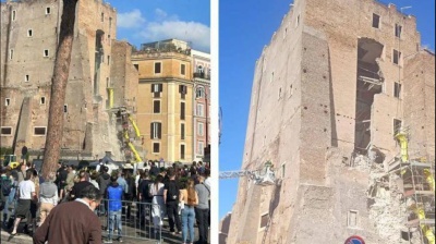 Roma, crollo ai Fori imperiali: grave l'operaio ferito. Sul posto il sindaco Gualtieri e il ministro Giuli