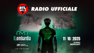 RTL 102.5 è la radio ufficiale de Il Lombardia: sabato 11 ottobre 2025 partenza da Como e arrivo a Bergamo
