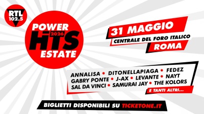 RTL 102.5 Power Hits Estate 2026: Annalisa, Ditonellapiaga, Fedez, Gabry Ponte, J-Ax, Levante, Nayt, Sal Da Vinci, Samurai Jay e The Kolors tra i primi nomi annunciati