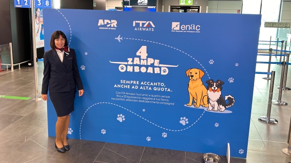 Atterrato a Roma Fiumicino il primo volo con a bordo due cani di media taglia in cabina senza trasportino