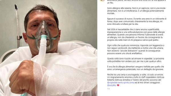 Paura per Aldo Montano, in ospedale per choc anafilattico