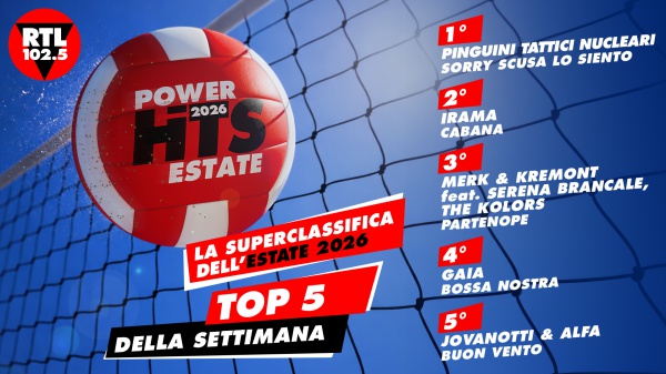 RTL 102.5 POWER HITS ESTATE 2026: “Sorry Scusa Lo Siento” di Pinguini Tattici Nucleari è in testa alla classifica della quarta settimana