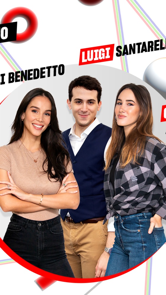 Vai alla pagina Luigi Santarelli, Paola Di Benedetto e Giulia Abbiati I conduttori del Future Hits Live 2024