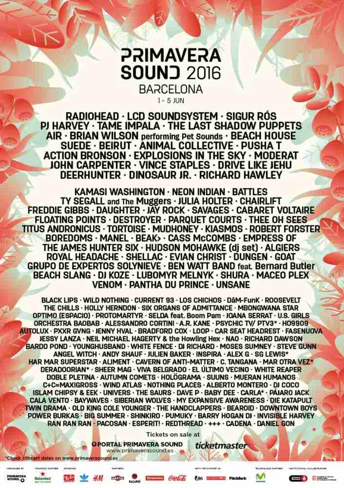 Annunciato il cast del Primavera Sound Festival 2016