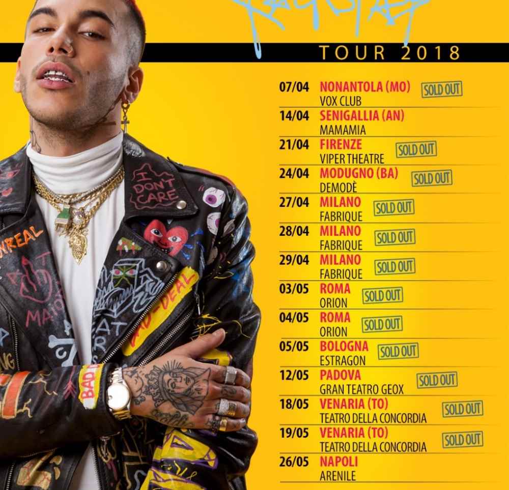 Sfera Ebbasta Tour, 12 sold out ad un mese dal debutto