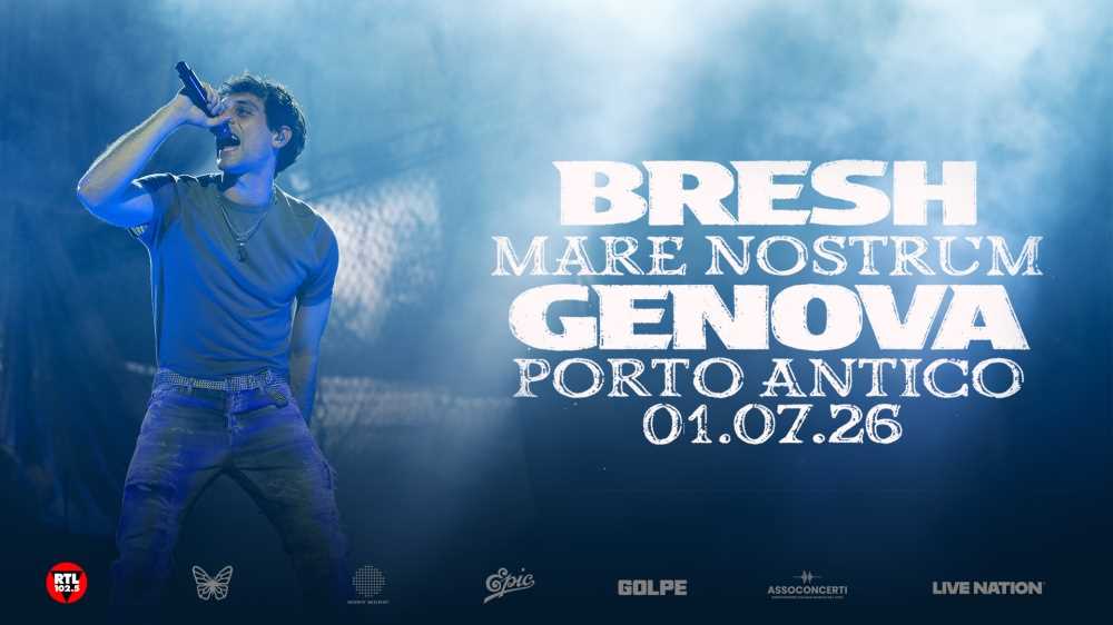 Bresh in concerto a Genova con lo speciale appuntamento "Mare Nostrum", in programma il 1° luglio 2026