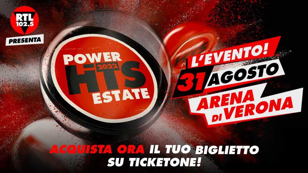 Fedez in diretta su RTL 102.5 dà il via all'apertura delle vendite dei biglietti del "Power Hits Estate 2022" su ticketone.it e annuncia la sua presenza sul palco dell'Arena di Verona