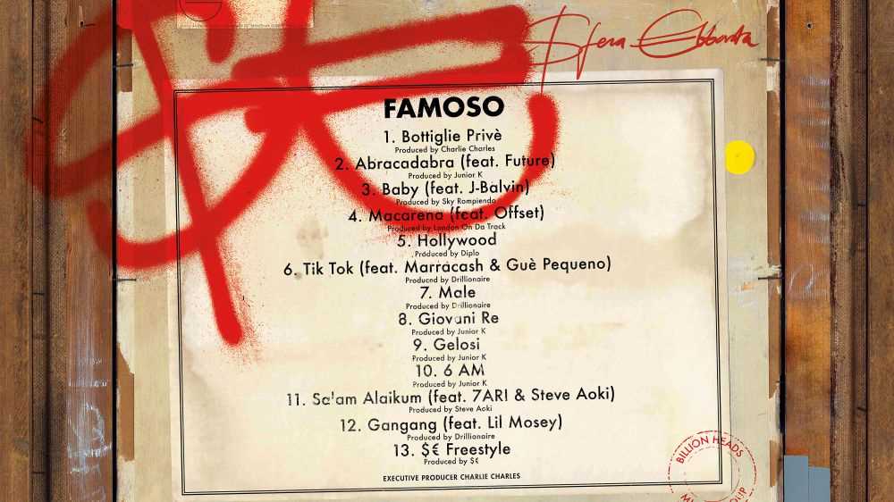 Sfera Ebbasta, il 20 novembre esce il nuovo album, "Famoso", nel disco anche J Balvin, Diplo, Guè Pequeno e Marracash