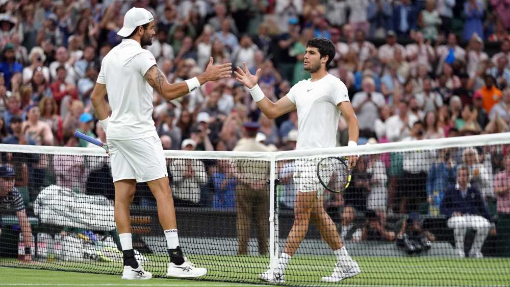 Tennis, Wimbledon: Matteo Berrettini battuto agli ottavi da Carlos Alcaraz, domani Sinner affronta il russo Saffiullin
