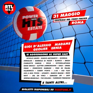 RTL 102.5 Power Hits Estate 2026, si aggiungono al super cast altri straordinari artisti: Gigi D’Alessio, Madame, Geolier, Ernia