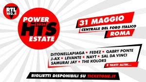 RTL 102.5 Power Hits Estate 2026: Ditonellapiaga, Fedez, Gabry Ponte, J-Ax, Levante, Nayt, Sal Da Vinci, Samurai Jay e The Kolors tra i primi nomi annunciati